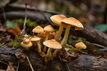 fungi growing outdoors. Generative AI
