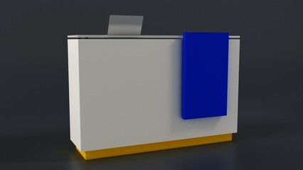 Welcome desk, mockup design. Reception desk.