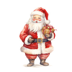 Santa Claus For Christmas Event. Watercolor Style. AI Generated