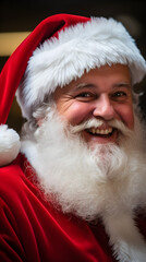 Portrait of smiling Santa Claus in a Santa hat