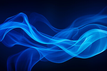 Smoke abstract blue wave Colorful on a black background curves backdrop