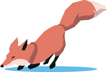 Illustration of a fox on a white background. stylized geometric illustration. minimalism
