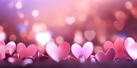 Light pink bokeh valentine background, Abstract background with pink hearts bokeh, Valentine's Day Wallpaper, generative ai