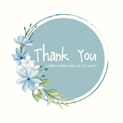 blue flowers thank you frame