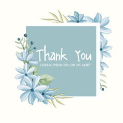 blue flowers thank you frame