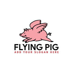 pig flying logo design vector