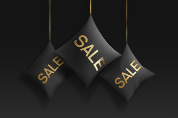 Promotion black pillows with discount red vector