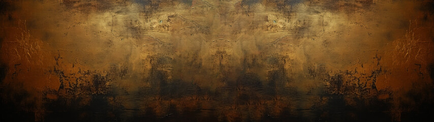 Textured rustic and grainy plaster surface in gold brown structure, background