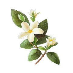 Jasmine's Watercolor Serenity: Botanical Elegance