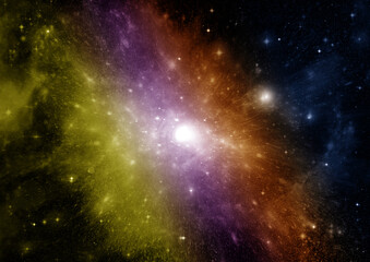 Stars of a planet and galaxy in a free space Elements of this image furnished by NASA. 3D rendering