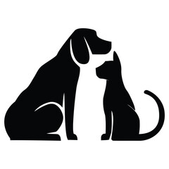 Dog and cat love shape icon vector