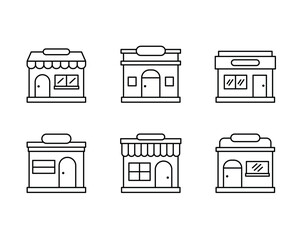 set bakery store business shop line simple modern minimal design vector icon collections 