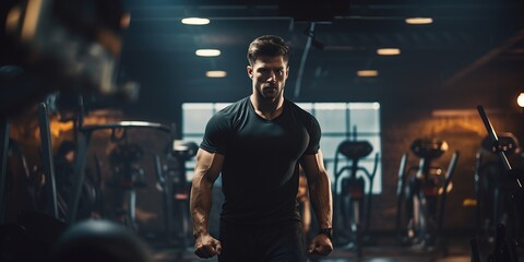 person working out in gym - obrazy, fototapety, plakaty