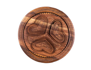 wooden decorative fruit tray isolated on white background