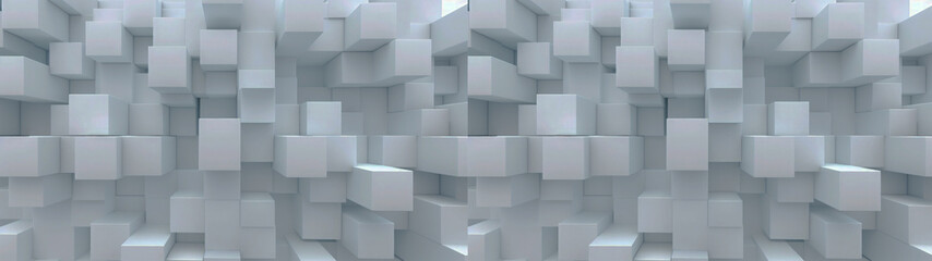 White grey abstract carved wood blocks, geometric mosaic background playful forms, modular design with 3d effect
