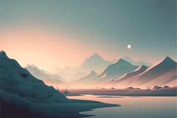 minimal landscape abstract tech elements soft colors render 1D Flat 8k 