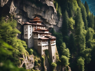  Sumela Monastery, Trabzon, Türkiye - Created with Generative AI Technology - obrazy, fototapety, plakaty