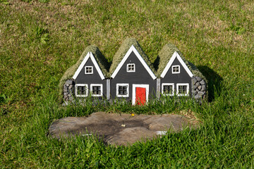 Cute miniature turf houses, in Iceland