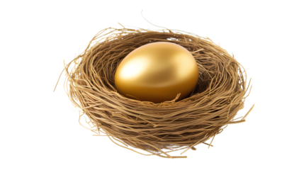 Golden Nest Egg. Isolated on Transparent background.