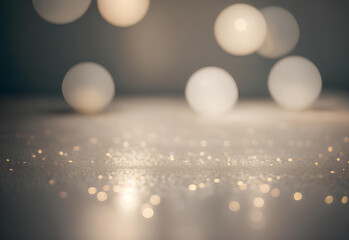 Abstract light background with glitters and bokeh.  AI