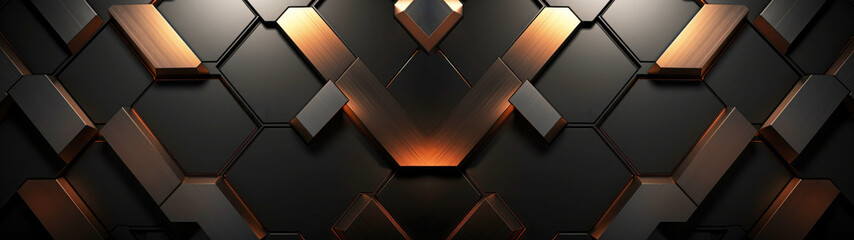 Metal as different shapes, black and gold elements with 3d effect in different layers, background,...