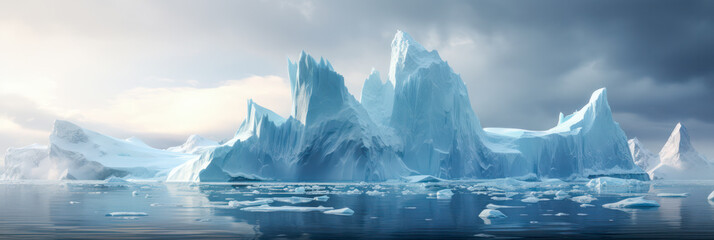 Floating iceberg as panorama background