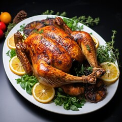 roasted turkey on white plate