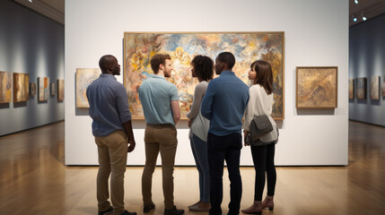 Fototapeta premium Group of people during an exhibition at the gallery