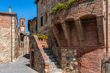 The beautiful village of Civitella Marittima on a sunny summer afternoon. Province of Grosseto,...