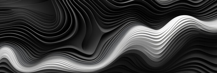 Obraz premium ornate black and white pattern of vertical wavy lines created with Generative Ai