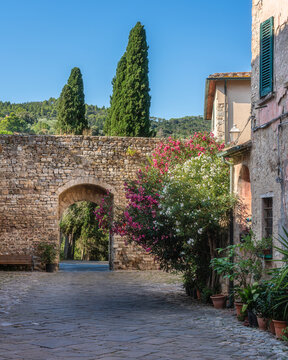 The beautiful village of Suvereto on a sunny summer afternoon. Province of Livorno, Tuscany, Italy.