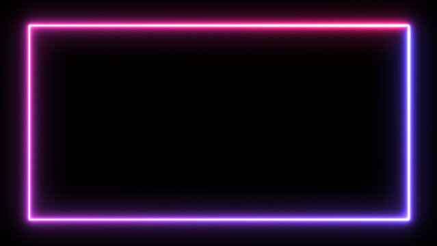 Abstract blue and purple glowing color blank rectangle geometric shape
