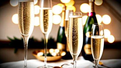 (4K) Champagne glasses on new years day AI