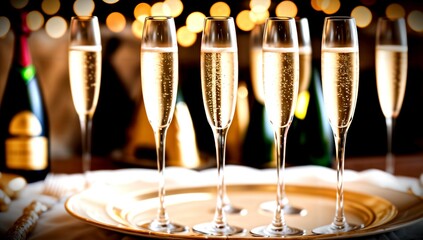(4K) Champagne glasses on new years day AI