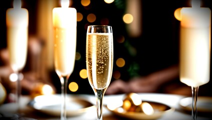 (4K) Champagne glasses on new years day AI