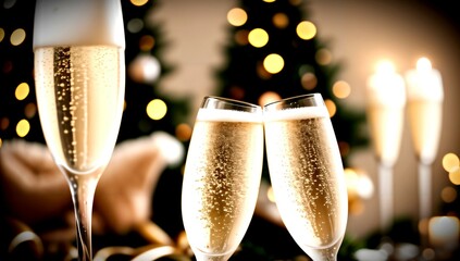 (4K) Champagne glasses on new years day AI