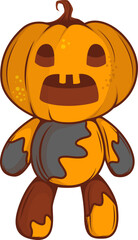Halloween pumpkin doll with colored spots with a cute horror feel