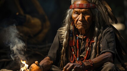 Fototapeta na wymiar Native American Medicine Man - beautiful stock photo
