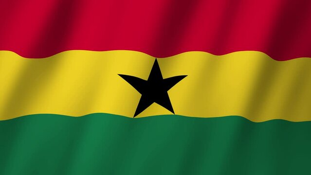 Ghana Flag. National 3d Ghana flag waving. Flag of Ghana footage video waving in wind. Flag of Ghana 4K Animation