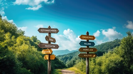Photo that symbolizes direction signs - fictional stock photo