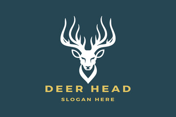 Deer Head Logo Design. Deer Logo Vector illustration. Stylized geometric shape deer logotype.