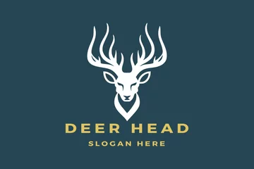 Deurstickers Deer Head Logo Design. Deer Logo Vector illustration. Stylized geometric shape deer logotype. © AndhikaRff