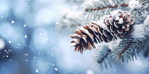 Fototapeta na wymiar Christmas Snowy Winter Holiday Celebration Greeting Card