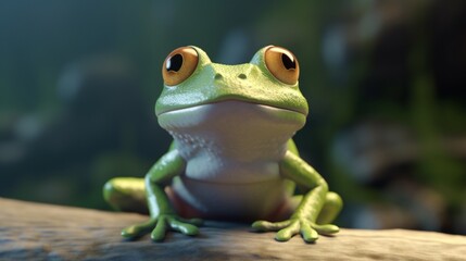 Quite cartoon frog character.Generative AI - obrazy, fototapety, plakaty