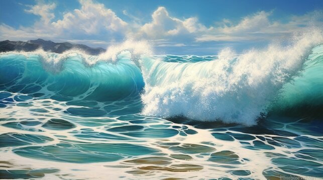 ocean sand waves acrylic art.Generative AI