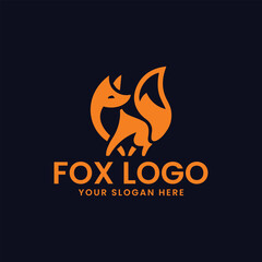 wolf fox logo design vector