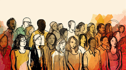 Drawing of multiple people represents diversity generative AI
