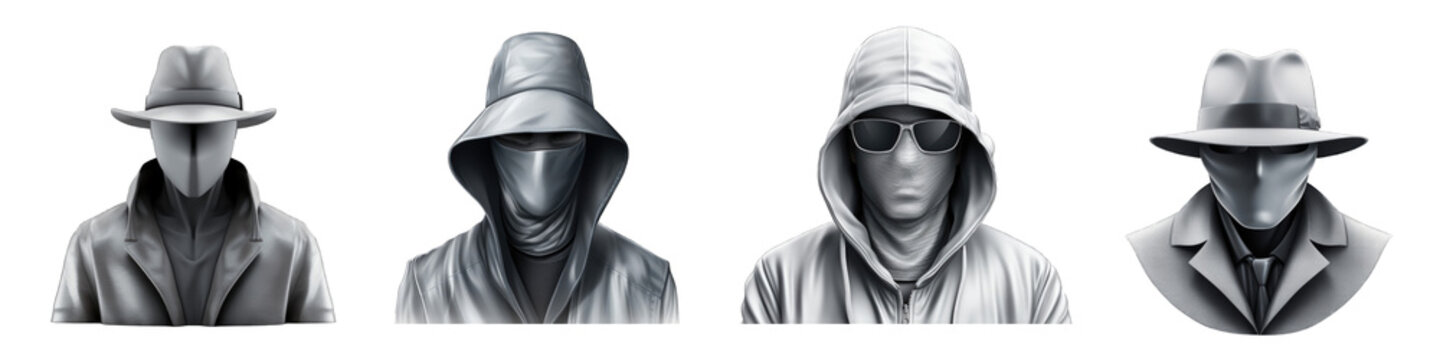 Gray Hat Hacker clipart collection, vector, icons isolated on transparent background