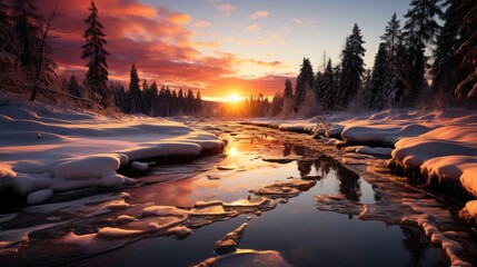 Winter Sunset - beautiful stock photo