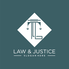 LAW & JUSTICE VECTOR LOGO DESIGN WITH MODERN LETTER CONCEPT